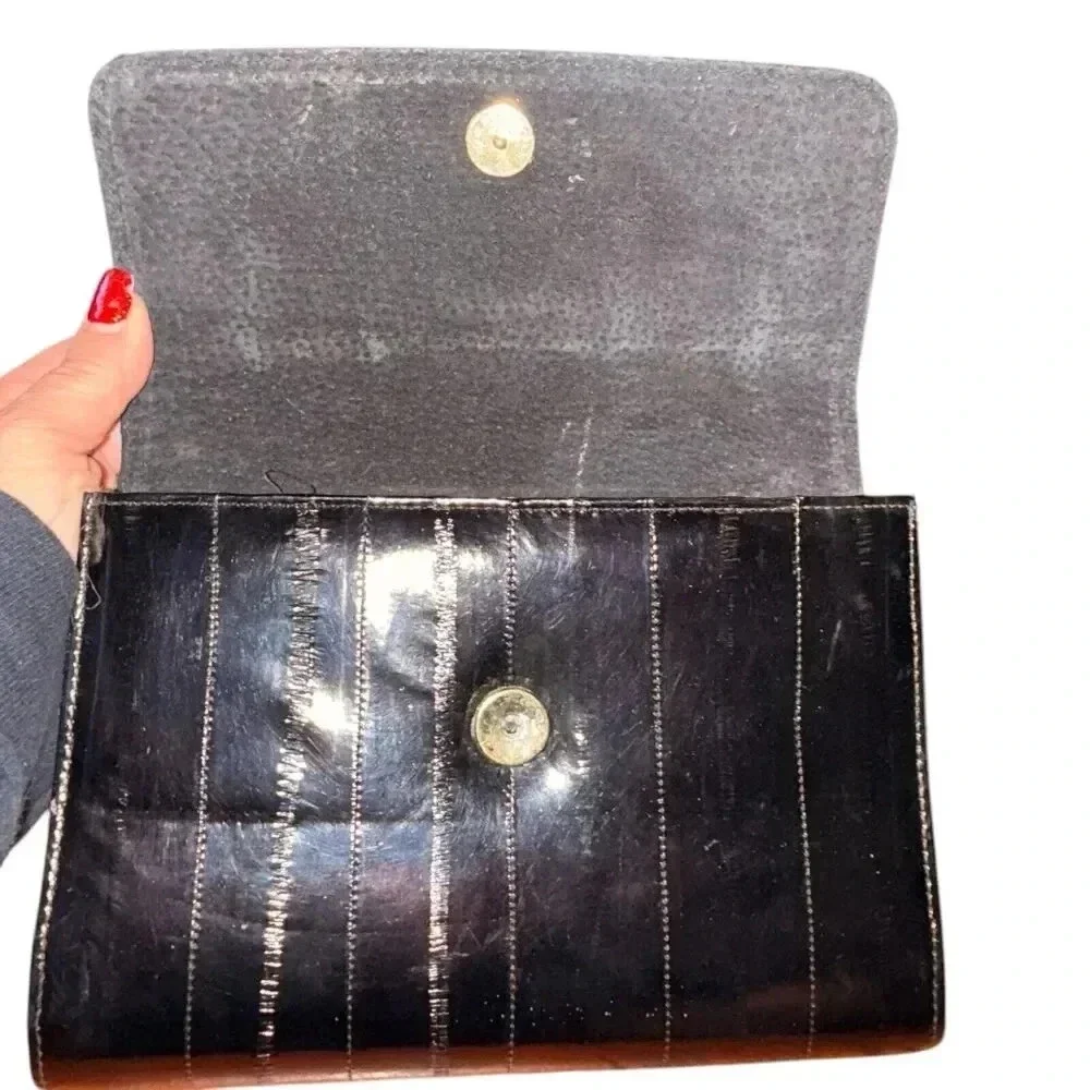 Vintage Eelskin Clutch Purse Handbag 80's Classic‎